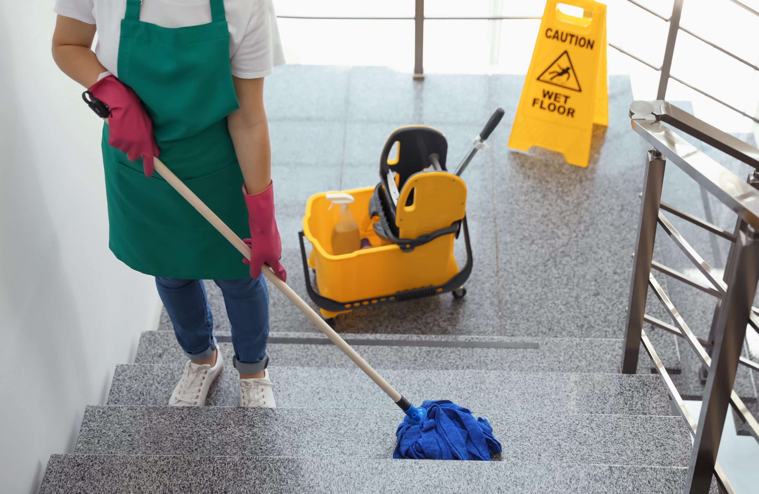 Floor Stairs cleaning with safety
